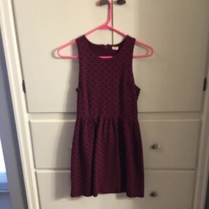 J. Crew Burgundy Polka Dot Midi Dress